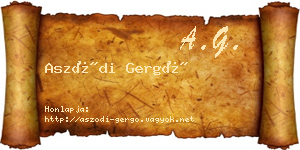 Aszódi Gergő névjegykártya
